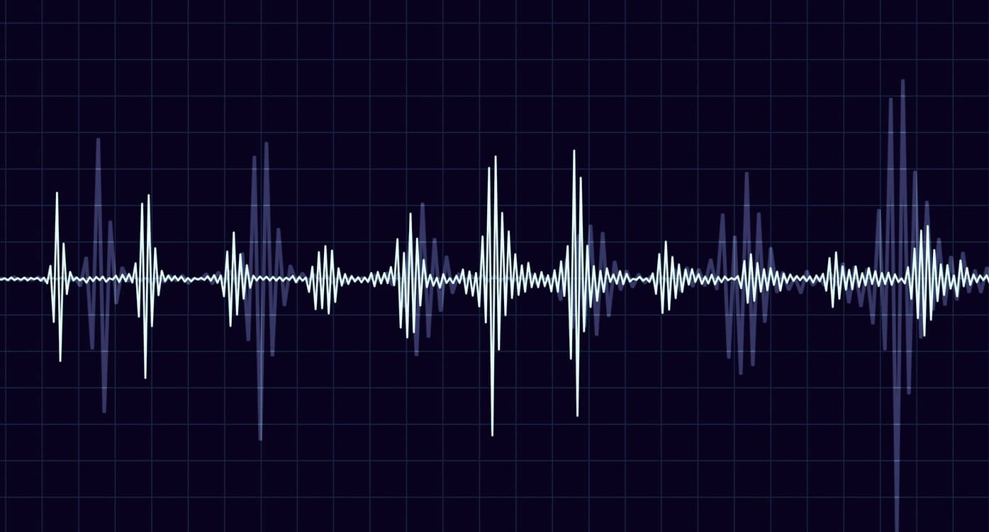 A white sound wave on a black background